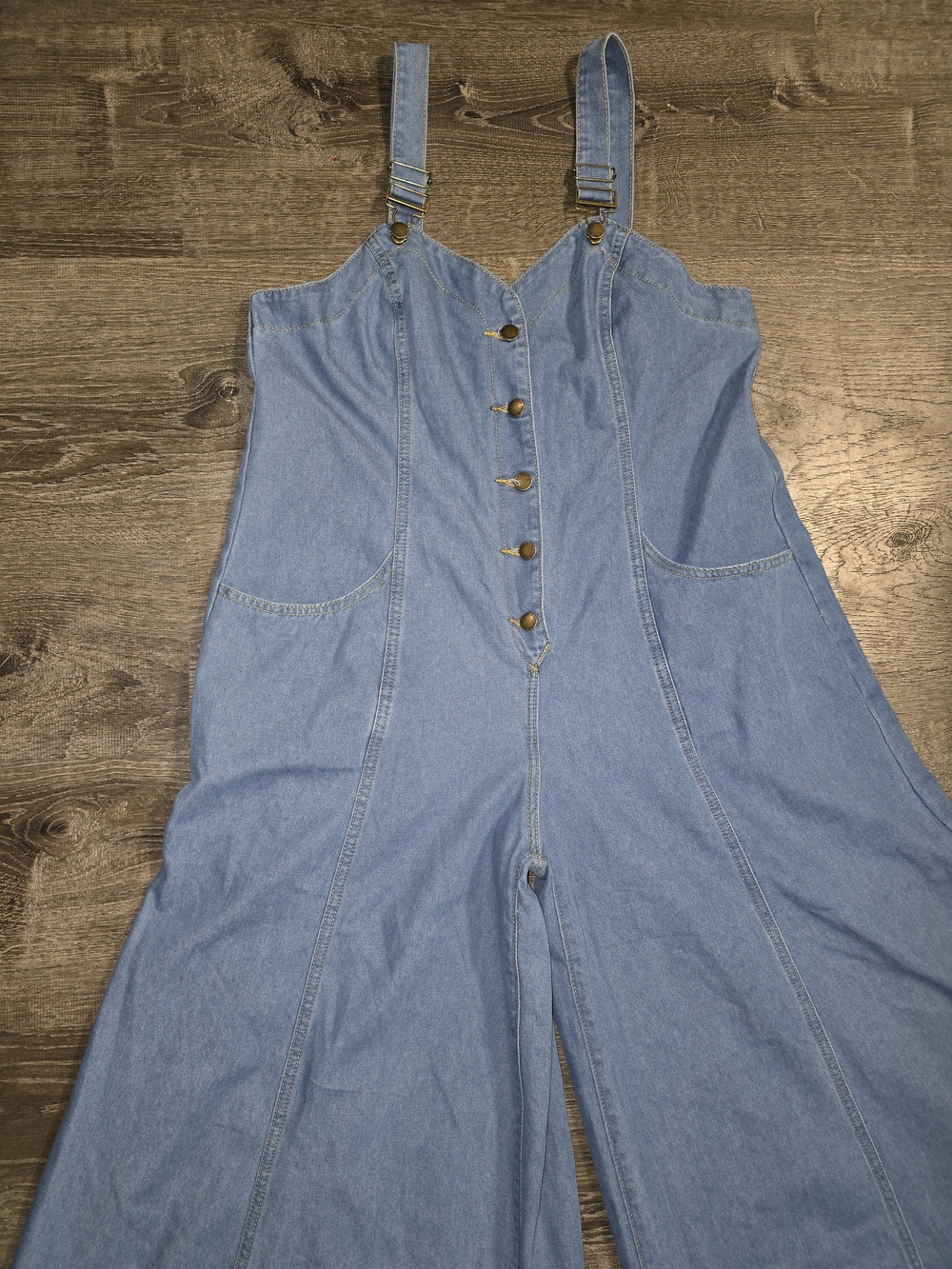 SHEIN Curve Blue Denim Wide-Leg Corset Jumpsuit Sz 1X - Picture 5 of 13